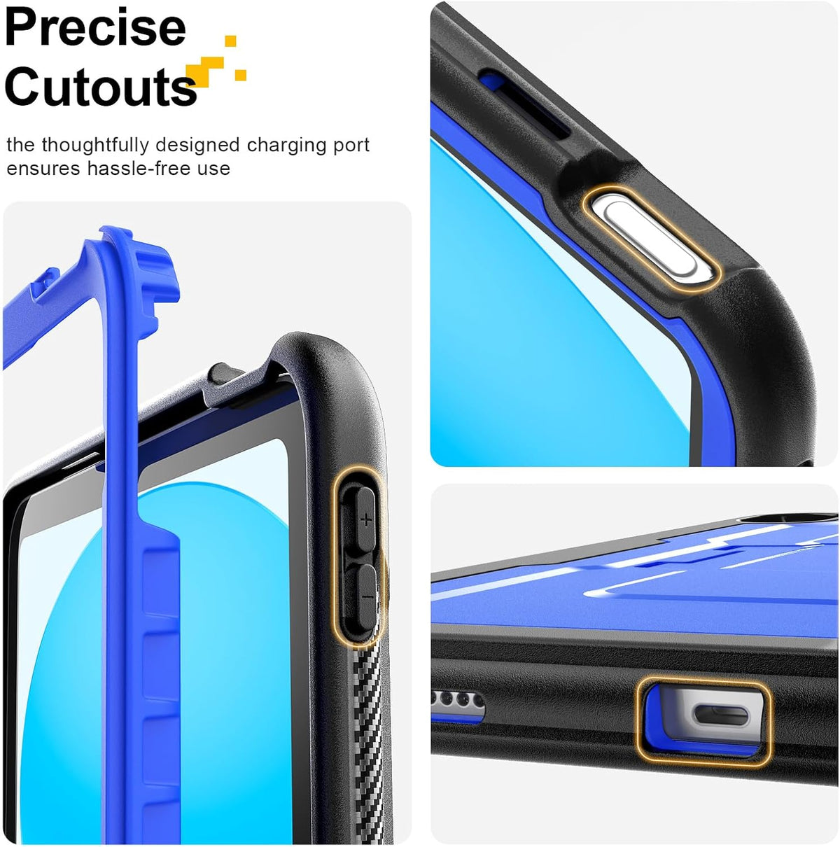 SEYMAC stock Case for iPad (A16) 11th/10th Generation 11''/10.9'' 2025/2022, with Built-in Screen Protector, Shoulder Strap, Built-in Kickstand, Rugged Full Body Shockproof Protective Case, Blue