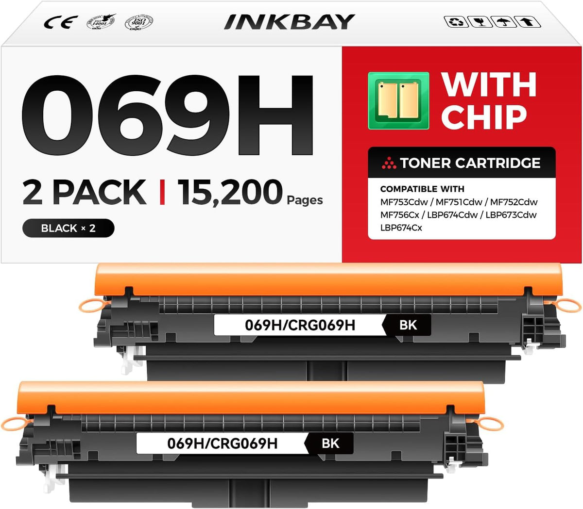 069H Toner Cartridges Black 2-Pack Replacement for Canon 069 069H Toner Cartridges Compatible with Canon imageCLASS MF753Cdw MF751Cdw MF756Cx LBP674Cdw LBP673Cdw LBP674Cx Printer Ink
