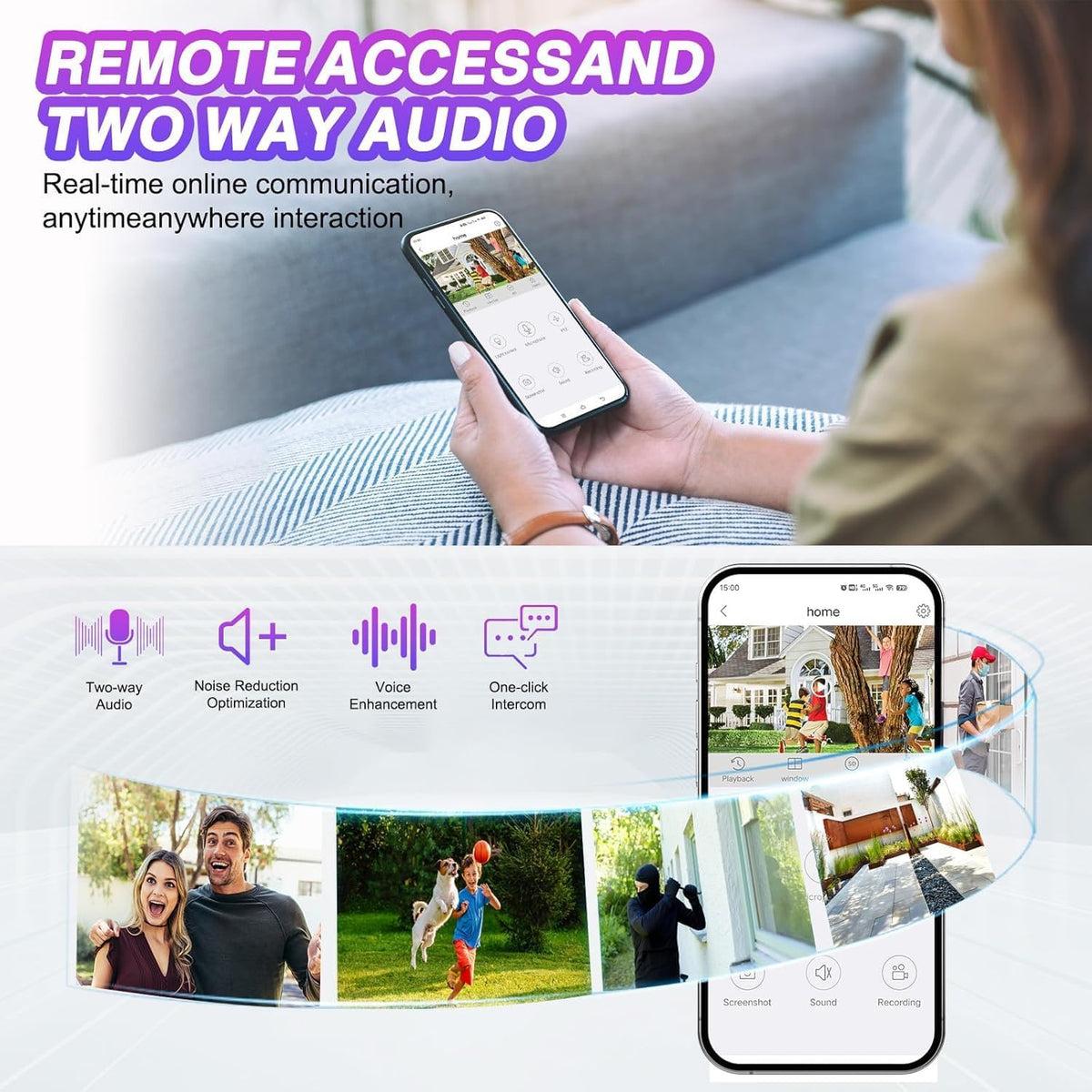 CKK Wireless Security Camera System: 4 Outdoor 5MP PTZ Cameras with 5G/2.4G WiFi,10 CH NVR, 4K Color Night Vision, 2-Way Audio- AI Human Detection,24/7 Surveillance for Total Home Protection (No HDD)