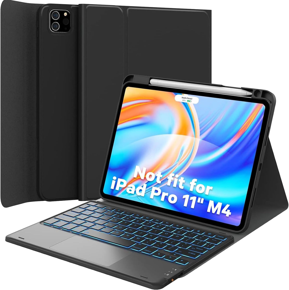 GreenLaw for iPad Air 11 inch case with Keyboard(M2, 2024), for iPad Pro 11 (4th/3rd/2nd/1st Gen) & iPad Air 5th/4th Gen, 7-Color Backlit, Smart Touchpad, 2 Device Connection, Black