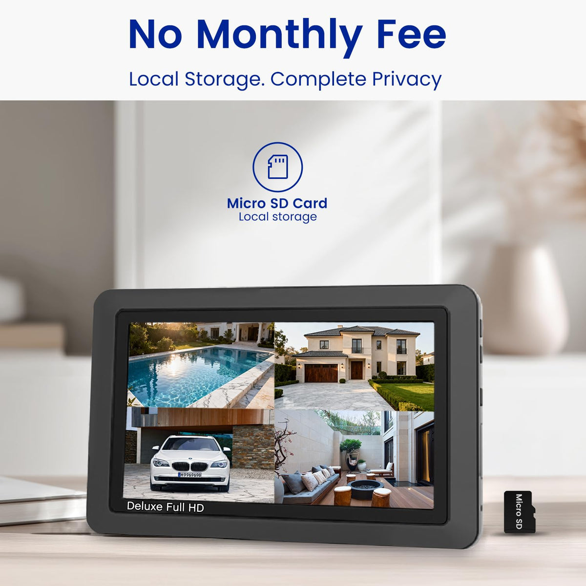 CasaCam GuardianCam Deluxe | 2 1080p Cameras and one 7" Touchscreen Monitor | Wireless Camera System | AC Powered, Two-Way Audio, Free APP, 32GB SD