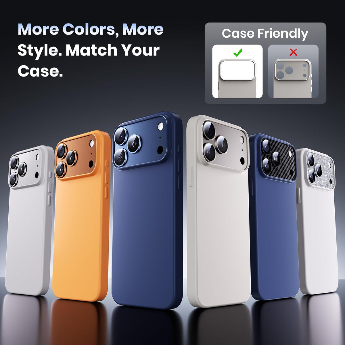 Hoerrye for iPhone 17 Pro Max Camera Lens Protector - [12FT Shatterproof Military Grade] [Strong Adsorption] Metal 9H+ Tempered Glass Camera Screen Full Protective Cover Case Friendly,Gray