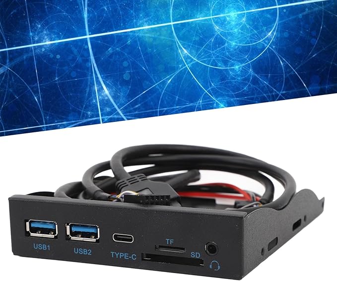 Front Panel USB 3.0 Hub 3.5 Inches USB Hub Front Panel 19PIN to C Port with 2xUSB3.0 1xTYPE C HD Sound SD Card/TF Card Reader for OS X Linux