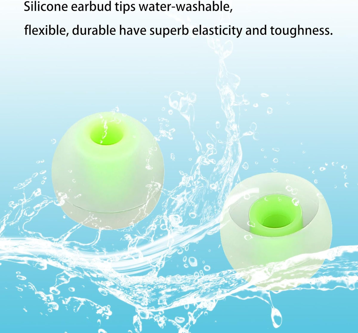 Silicone Earbud Tips - Fit Most In-Ear Earbuds (Inner Hole 3.8mm - 5.1mm) - 9 Pairs S M L