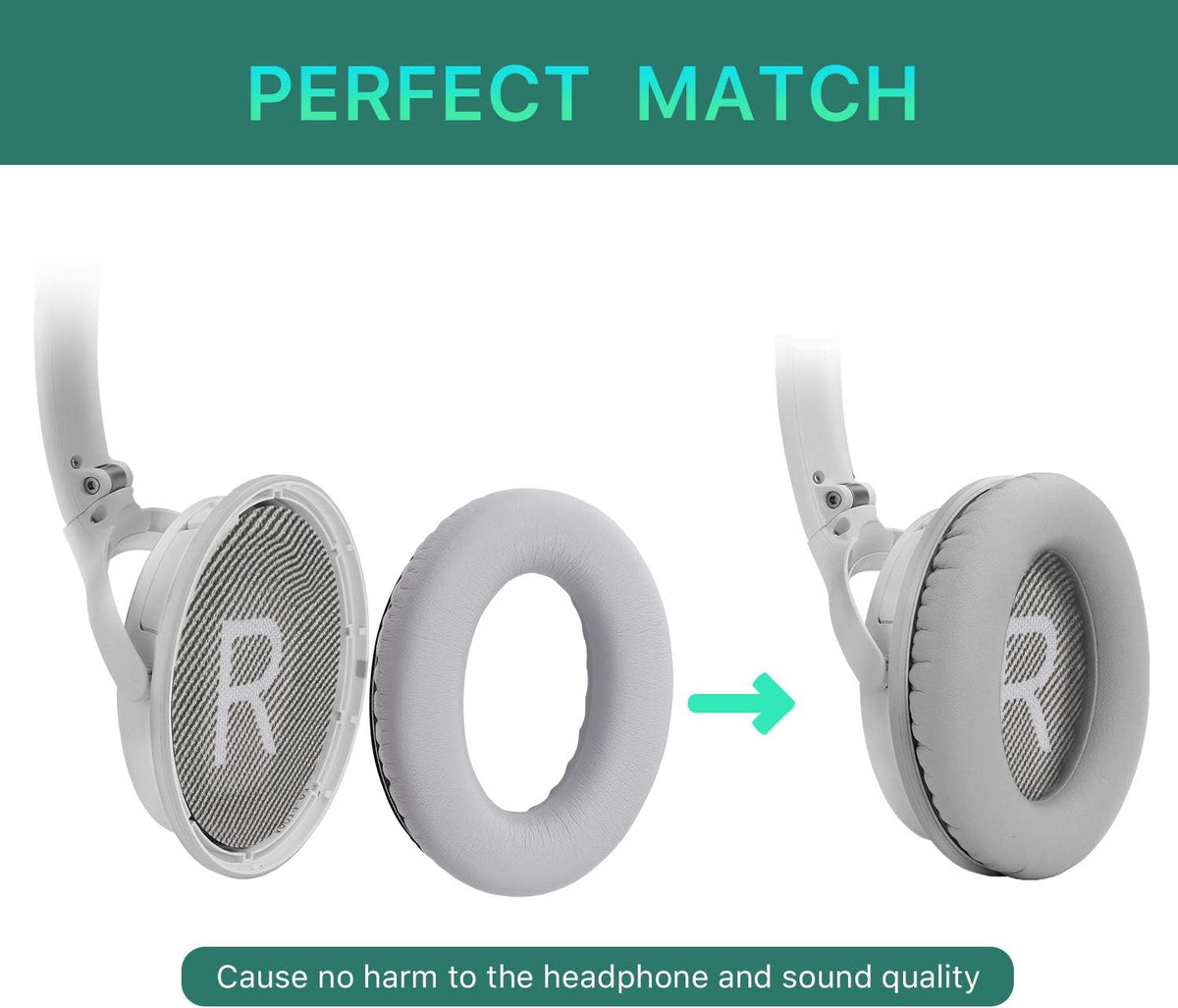 Replacement Ear Pads for Bose QuietComfort 35 (QC35) & Quiet Comfort 35 II (QC 35 ii) Headphones, EarPads Cushions with Noise Isolation Memory Foam, Softer Protein Leather, Added Thickness