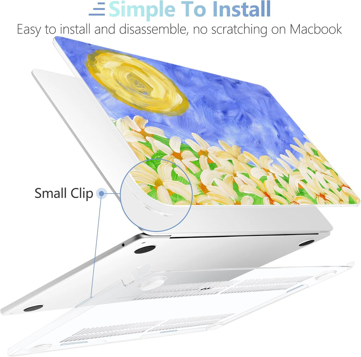 MEEgoodo Case for M4/M3/M2 MacBook Air 13.6 inch Case 2025 2024 2022, Fit Model A3240/A3113/A2681, Laptop Hard Shell with Keyboard Cover Compatible with MacBook Air 13 inch, Summer Flowers