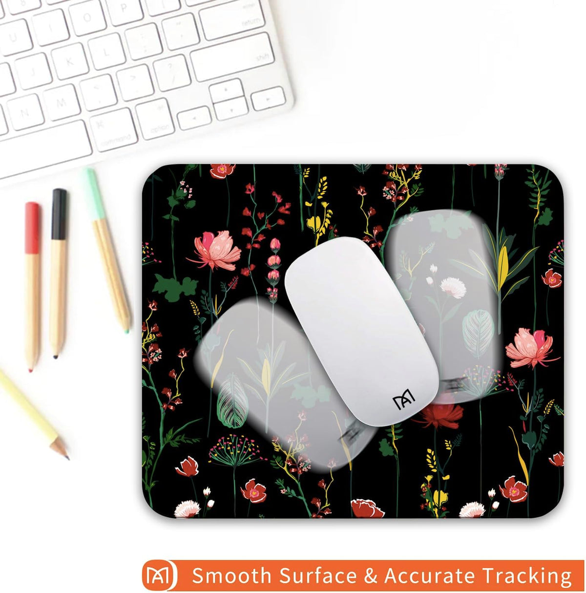 Square Mouse Pad Blooming Botanical Flowers,Personalized Premium-Textured Custom Mouse Mat Design,Washable Mousepad Cloth,Non-Slip Rubber Base Computer Mouse Pads for Wireless Mouse
