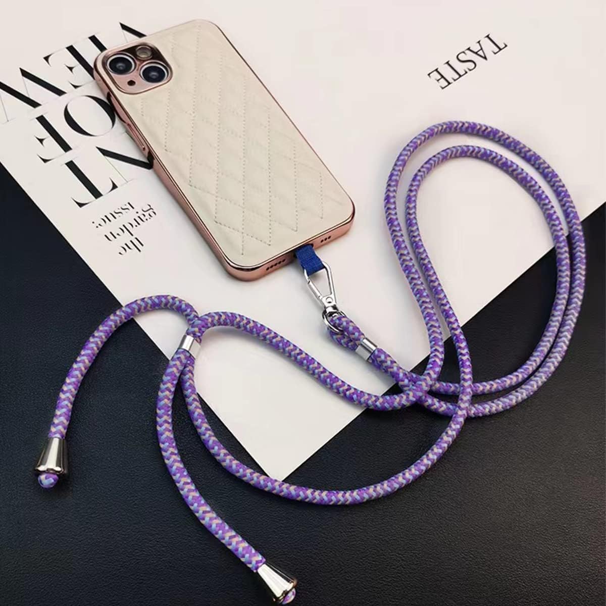 Cell Phone Lanyard Crossbody for Women - Adjustable Universal Phone Strap with Patch, Anti Theft Wrist Strap