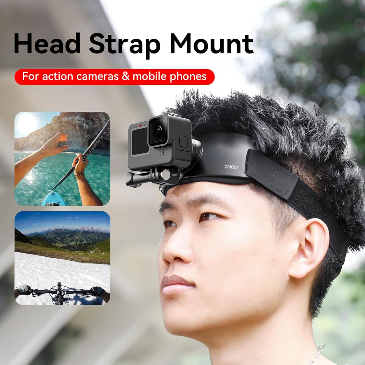 ULANZI CM027 Phone Head Strap Mount Support Vertical Shots for iPhone, GoPro Hero 12 11 10 9 8 7 6 5 4 Session 3+ 3 2 1 Max, DJI Osmo Action, Insta360, Action Cameras Head Mounted Phone Holder