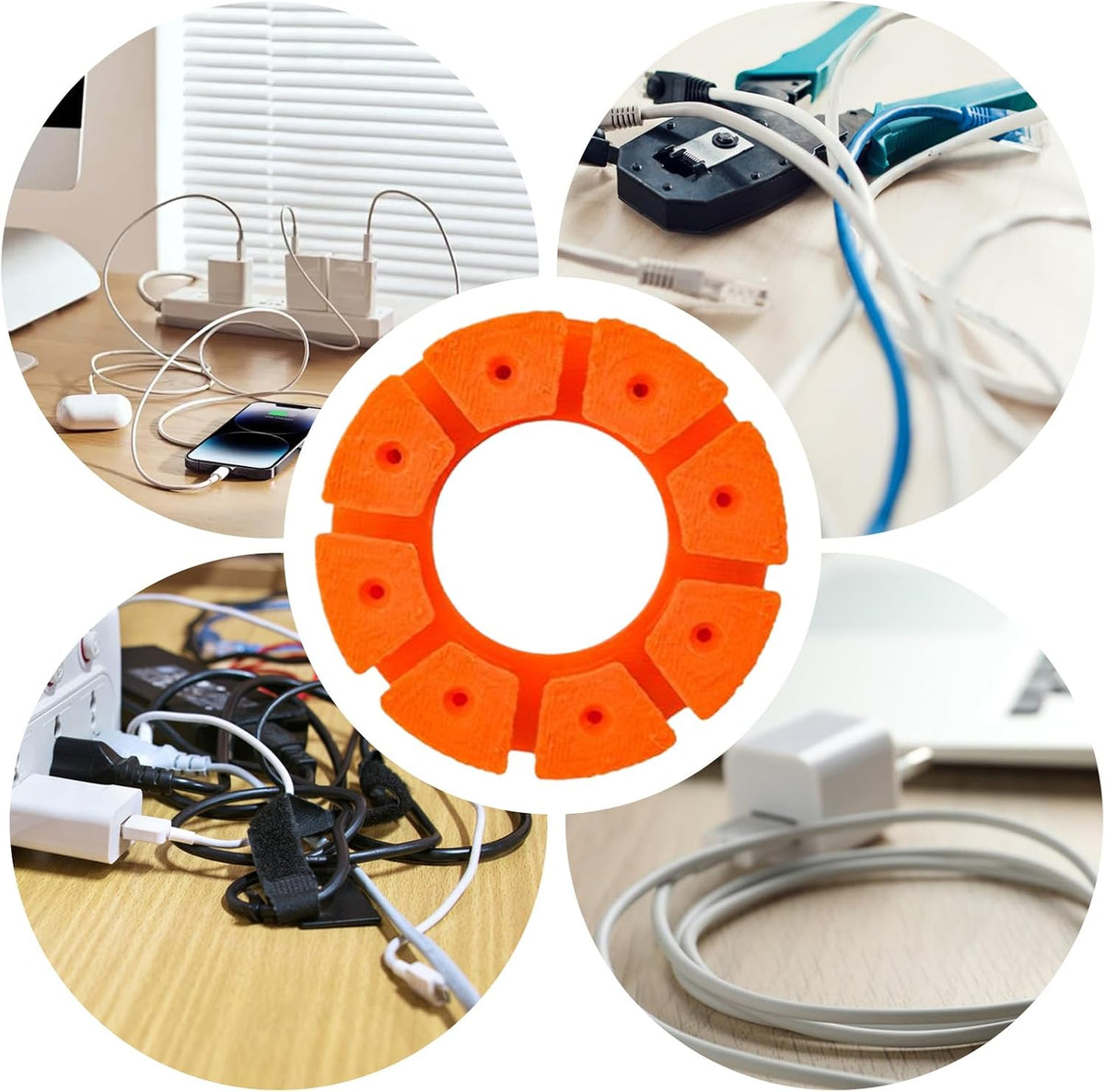 Generic Multi-Layer Cable Winder with Ties - Wire Organizer, Cord Management Holder | Neat Storage Solution for Desk