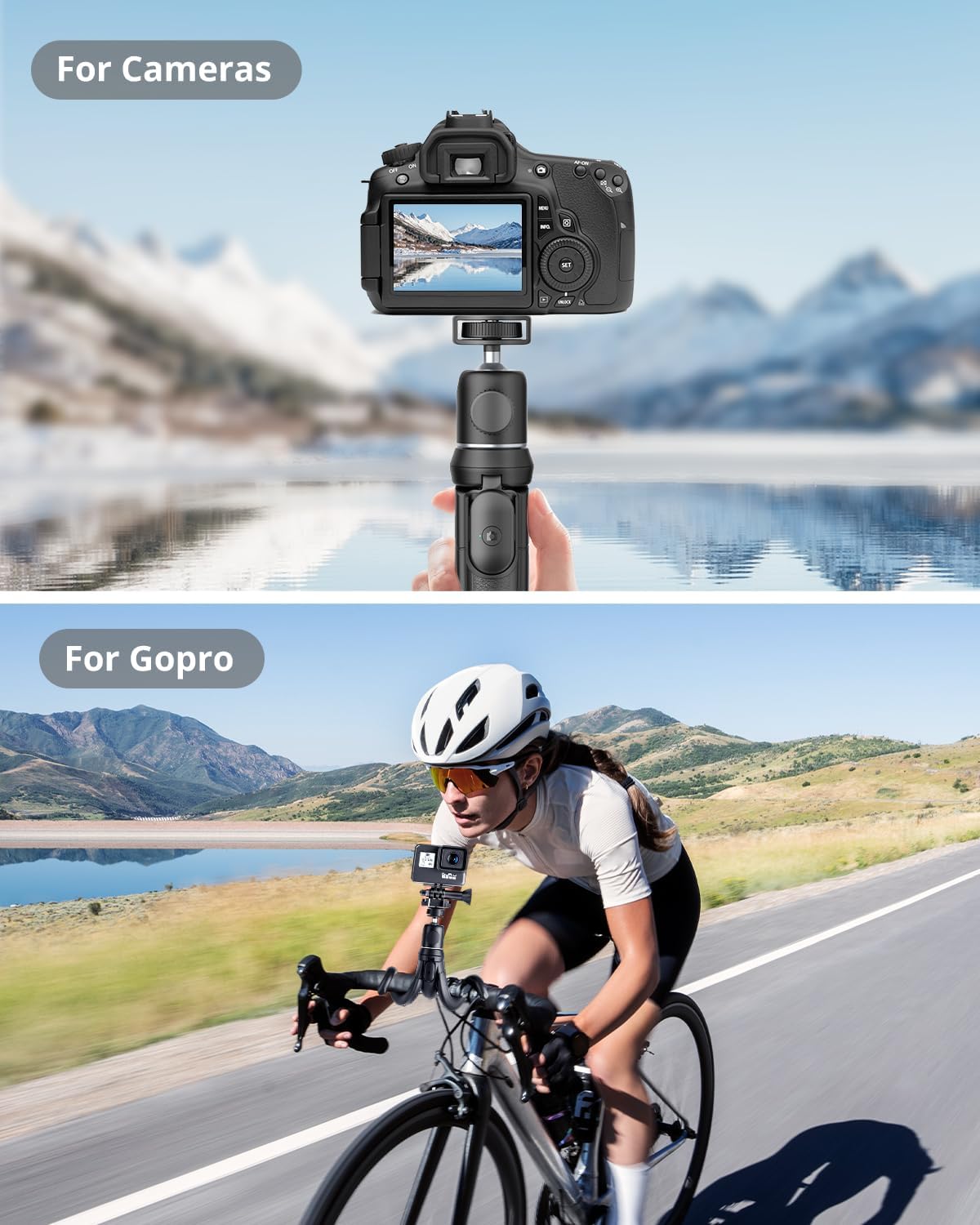 UBeesize Camera Tripod with Remote, Flexible Tripod Stand with Phone Holder and Action Camera Mount Adapter for iPhone Samsung Cellphones, Canon Nikon Sony Cameras
