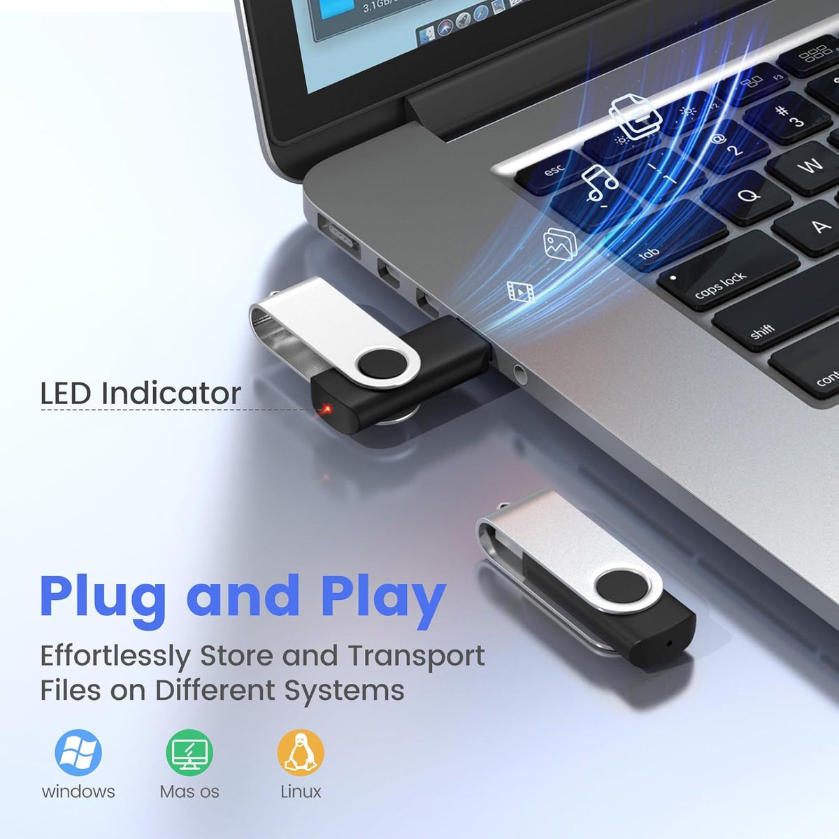 ABLAZE 512MB Flash Drives 500 Pack, USB 2.0 Thumb Drives Bulk Swivel Memory Stick Bulk USB 500 Pack Pendrives 512MB (Black)