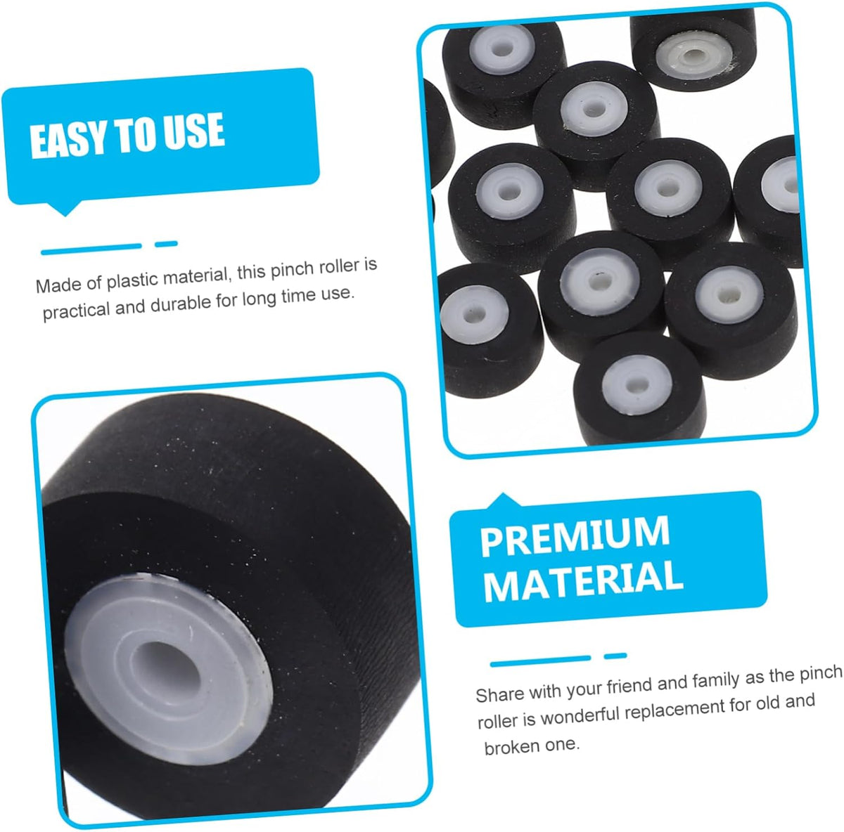 6Pcs Pinch Cassette Tape Roller Roller Replacement for Player Tape Deck Pulley Accessories for Recorder Repair