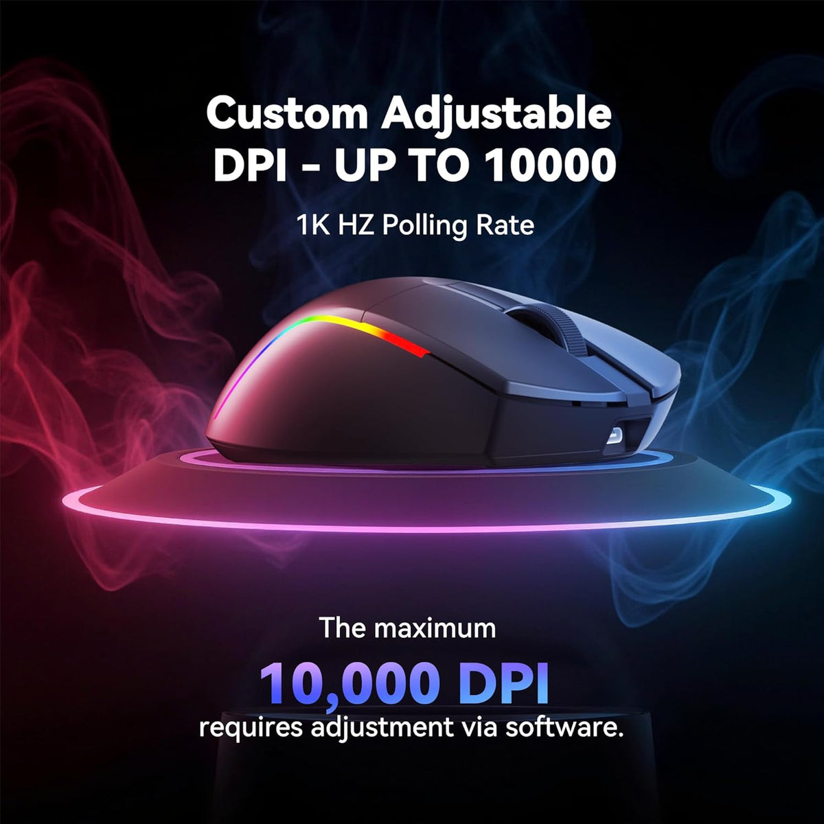 Redragon S107KS Wireless Gaming Keyboard and Mouse, RGB Backlit, 3 Mode (Wired/2.4G/BT), Up to 10,000 DPI Gaming Mouse with Software, Ultra Lightweight 65g, 25 Key Anti-Ghosting Keyboard for PC
