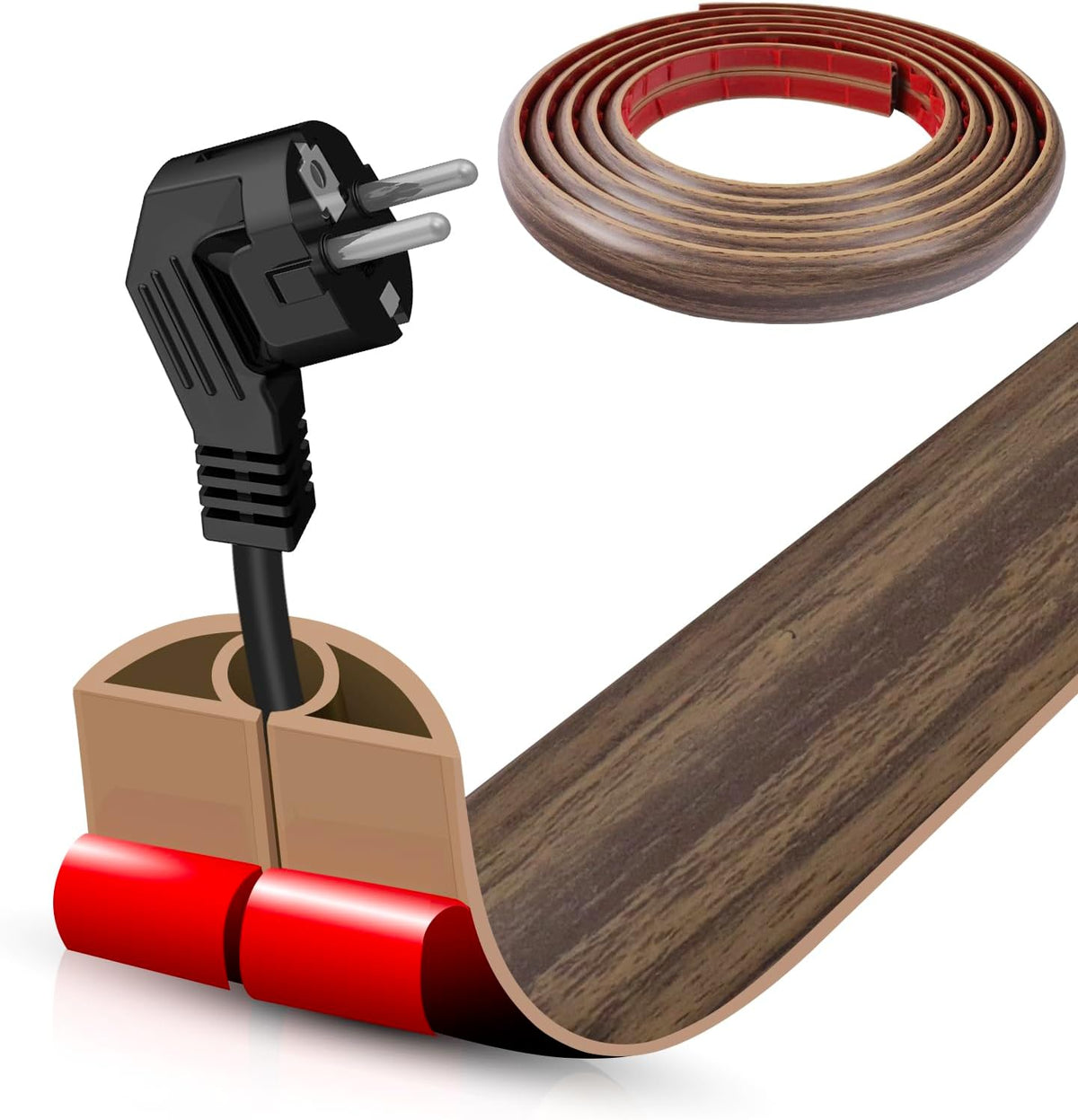 DBHXXMB-HH Hider,10FT Cavity:0.3"(W) 0.28"(H) Floor Cord Cover Self Adhesive Cord Cable Management, Extension Strip