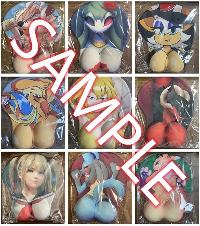 Anti-Slip Mousepad 3D Mouse Pad Furry Anthro Anime Manga Breast Gaming Wrist Rest Boob-pad Mouse Mat (loonaa)