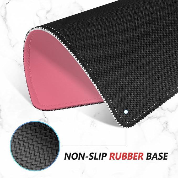 ITNRSIIET Mouse Pad Non-Slip Rubber Base Smooth Surface Stitched Edges Waterproof Durable Compatible with All Mice for Office & Gaming, Desk Accessory, 10.2x8.3x0.12 inch, Rose Gradient