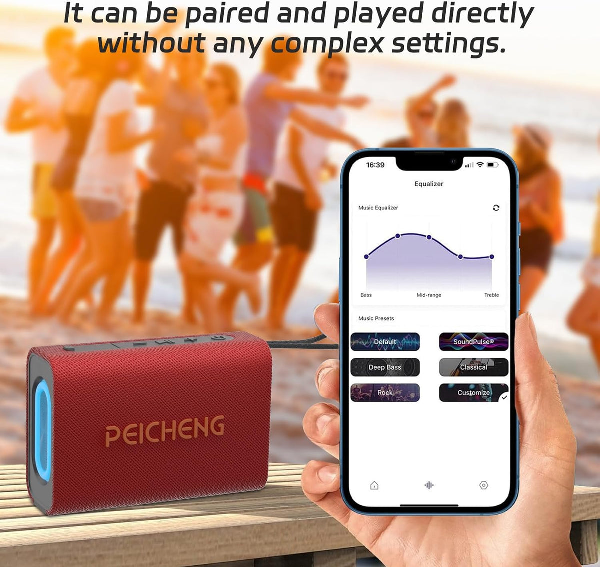 Speaker, Portable Wireless Bluetooth Speakers, Waterproof Loud Stereo Sound with RGB Lights TWS Long Playtime for Home/Party/Outdoor, Electronic Gadgets(1PCS, Red)