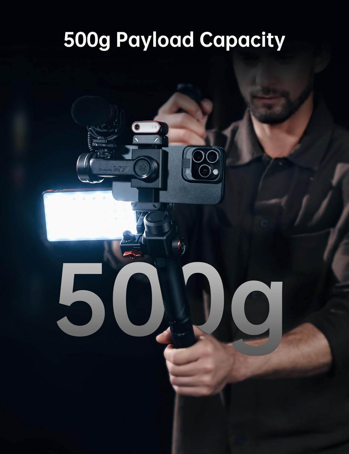 Hohem iSteady M7 Smartphone Gimbal Stabilizer, AI Tracking Sensor with Fill Light, 1.4" Full Color Detachable Touchscreen Remote Control, Built-in Extension Rod, 3-axis Phone Gimbal for iPhone Android