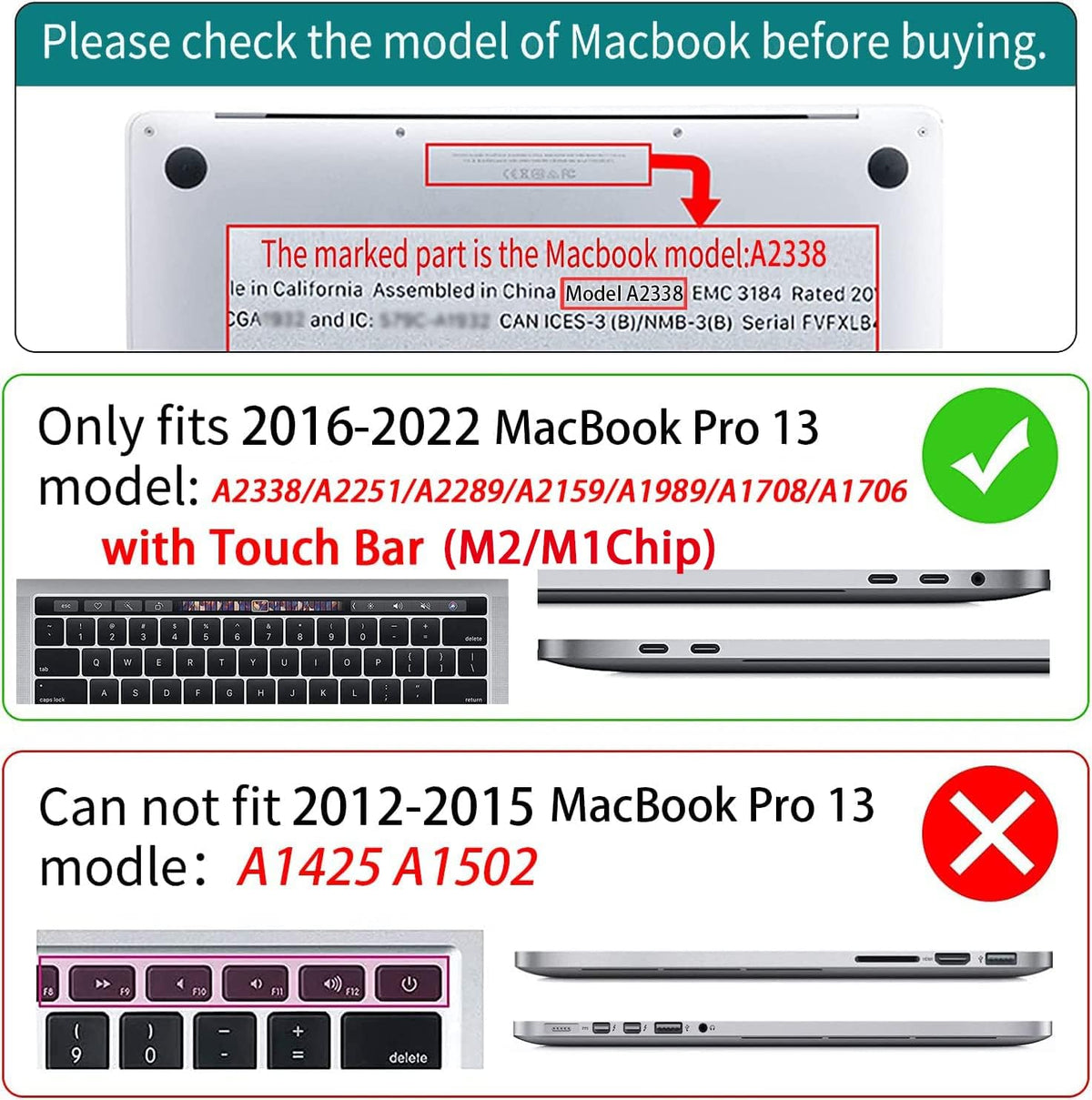 Teryeefi Compatible with M2 M1 MacBook Pro 13 inch Case Touch Bar A2338 A2251 A2289 A2159 A1989 A1706 A1708 (Release 2016-2022),Protective Slim Cover+Keyboard Cover-Colorful Peonies
