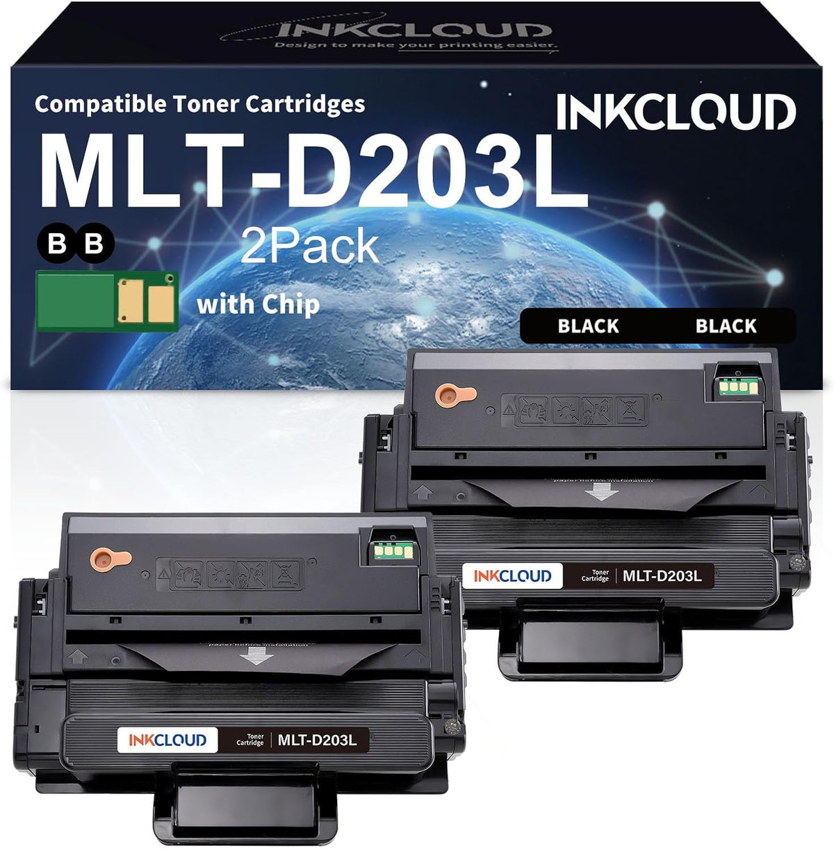 MLT-D203L 2 Black Compatible Toner Cartridge High Yield Replacement for Samsung 203L 203 MLT-D203L Work with Proxpress M3320ND M3870FW M4020ND M3370FD M3820DW M4070FR M4070FX Printer