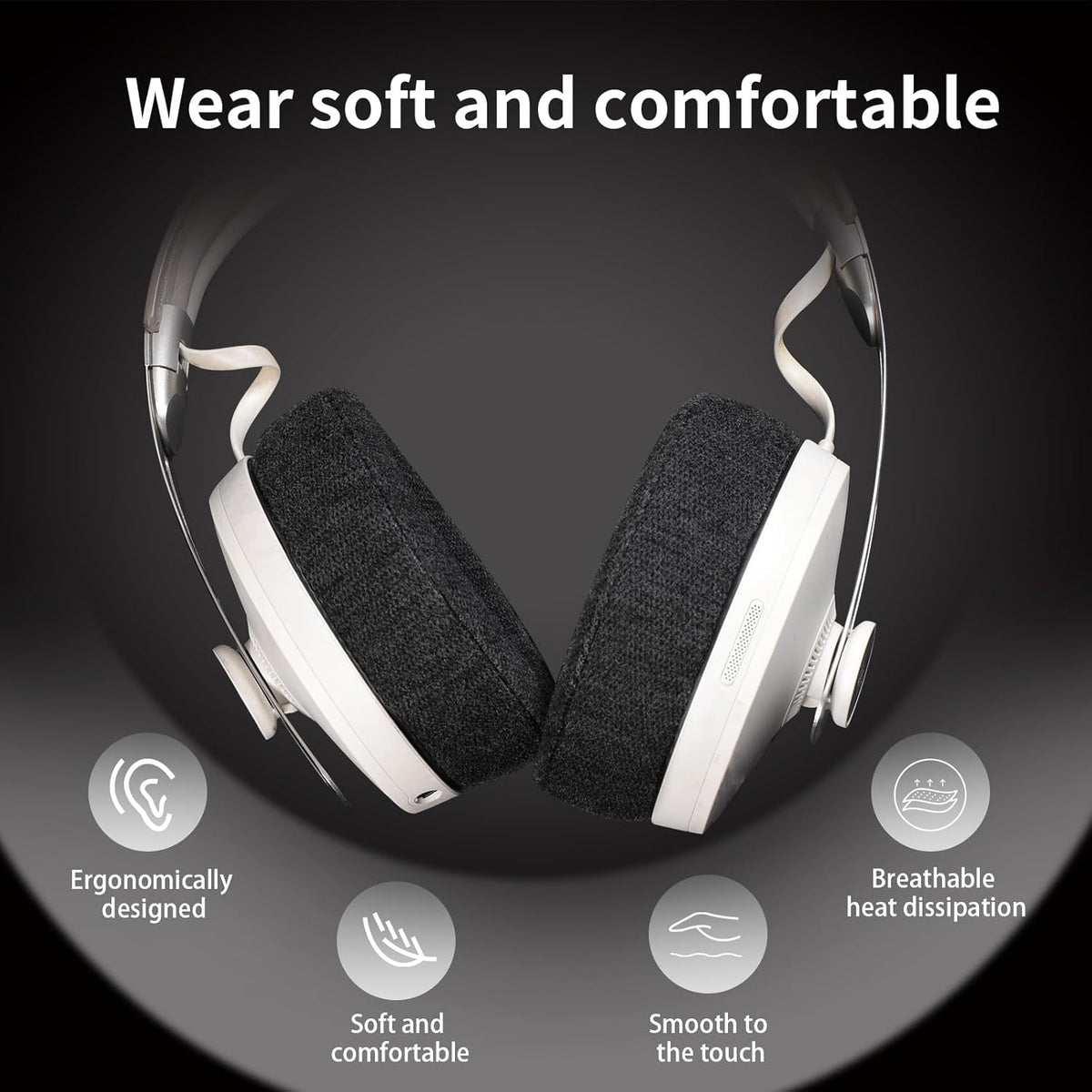 Skin-Friendly Cotton Replacement Earpads for SENNHEISER MOMENTUM3, Skin-Friendly Cotton Ear Pads Cushions with High-Density Noise Isolation Foam, Keep Warm (Dark Gray)