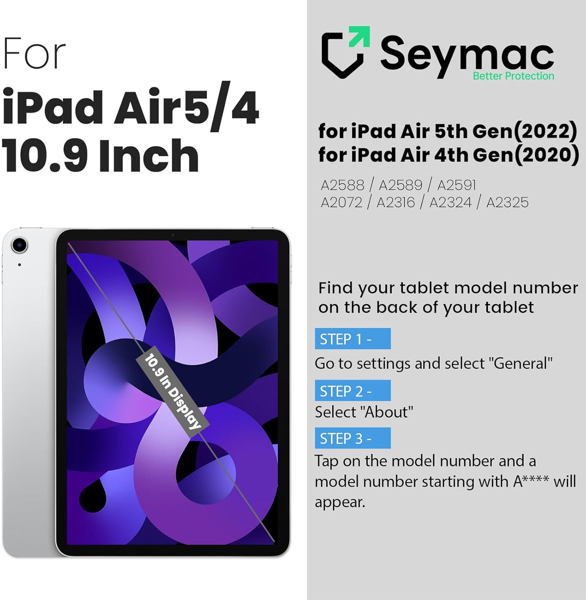 SEYMAC for iPad Air 5th/4th Generation Case 10.9 Inch, Full-Body Heavy Duty Protective Case with Rotating Stand, Screen Protector and Hand/Shoulder Strap for Air 5/ Air 4, Red