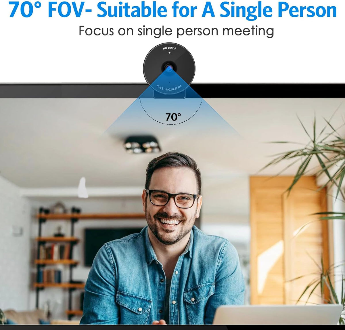 EMEET 1080P Webcam - USB Webcam with Microphone & Physical Privacy Cover, Noise-Canceling Mic, Auto Light Correction, Fixed Focus, C950 Ultra Web Cam w/ 70°View for Meeting/Online Classes/Zoom/YouTube
