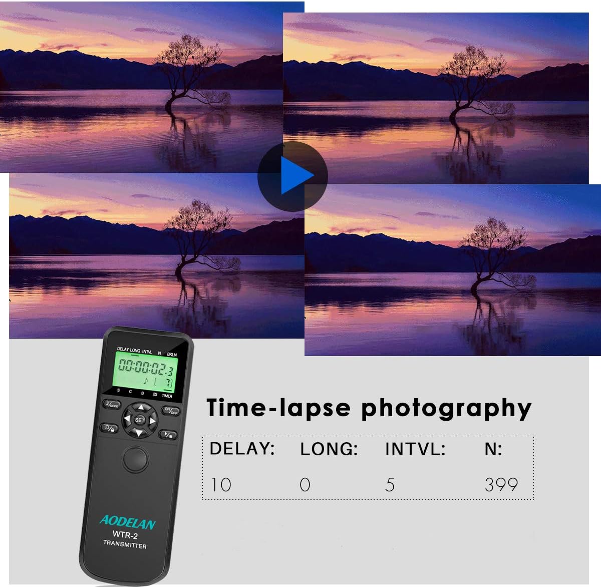 AODELAN Camera Intervalometer Wireless Shutter Release Timer Remote Control for Sony a6400, a7III, a9, a77, a99, A7, A7 II, A7R IV, A7R II,A7RIII, a77II, a6500, a6300; Replace RM-L1AM and RM-SPR1