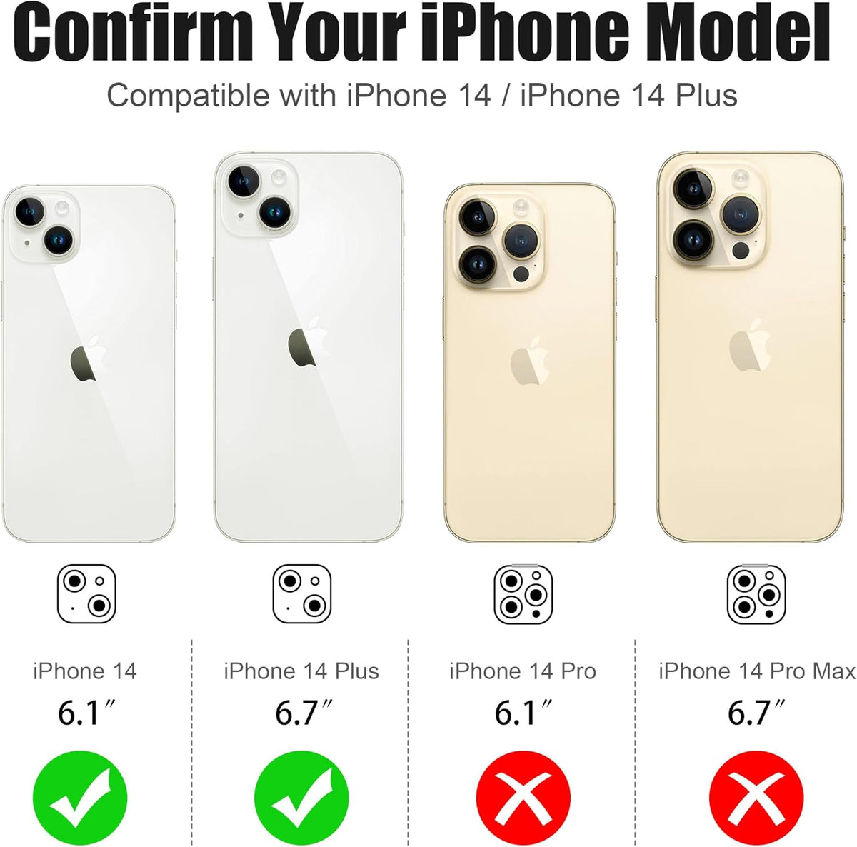 AGVEE 3+3 6 Pack for iPhone 14 6.1" / 14 Plus 6.7" Camera Lens Cover Protector, Bling Diamond & Bling Glitter Metal Ring 9H Tempered HD Glass Camera Cover Protector Film, Bling-Rose
