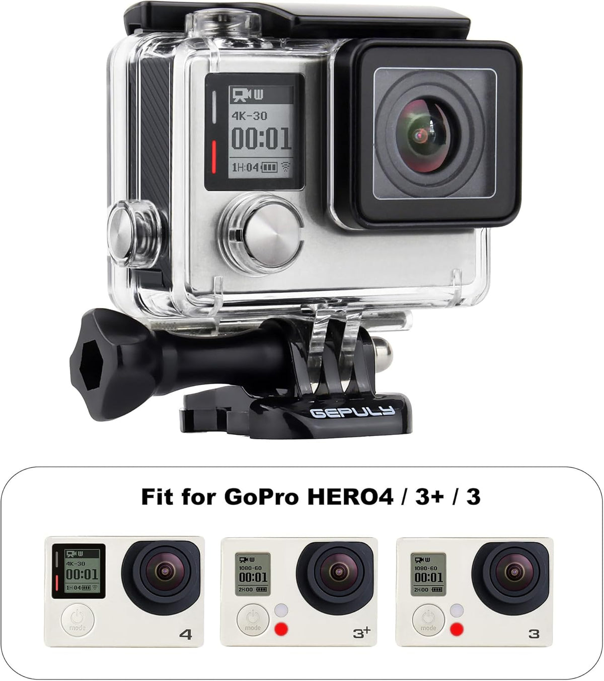 Waterproof Housing Case for GoPro Hero 4 Black, Hero 4 Silver, Hero 3+, Hero 3 Underwater Photography - Waterproof Up to 131 ft (40M) - with Quick Release Mount, Thumb Screw