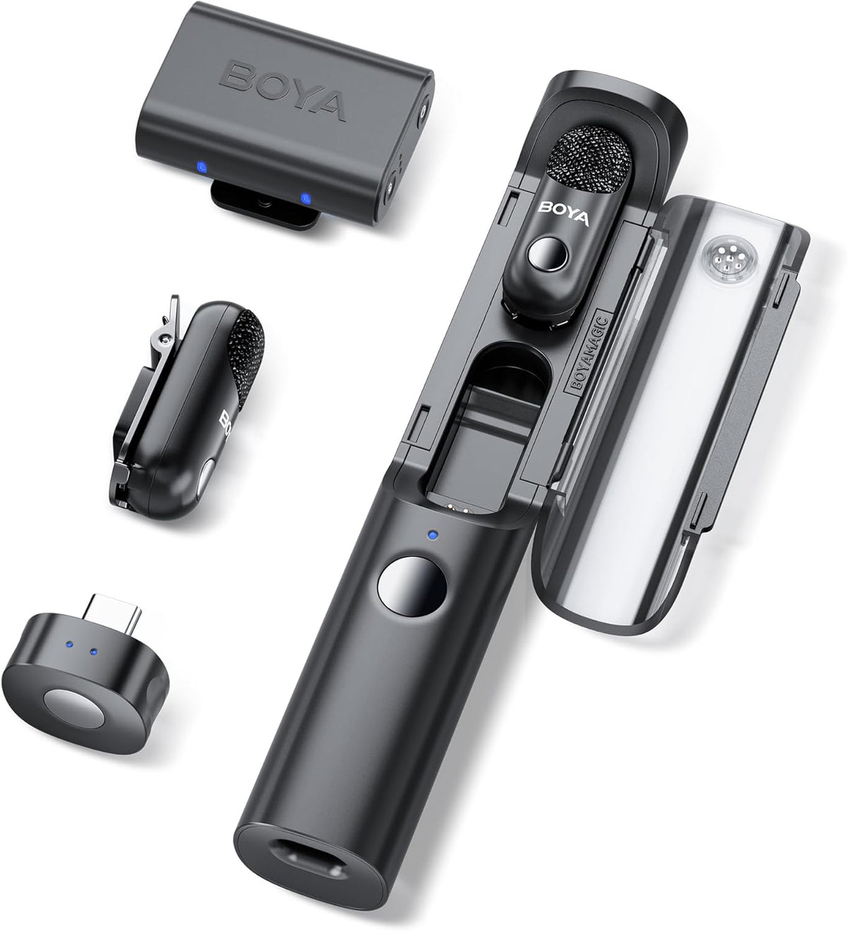 BOYA Magic-03 Wireless Lavalier Microphone, 30Hrs Battery,328FT Los Range, Safety Track &Limiter, Portable Wireless Mini Lapel mic for USB Type-C Android iPhone 16/15 Camera Camcorder Vlog Podcast