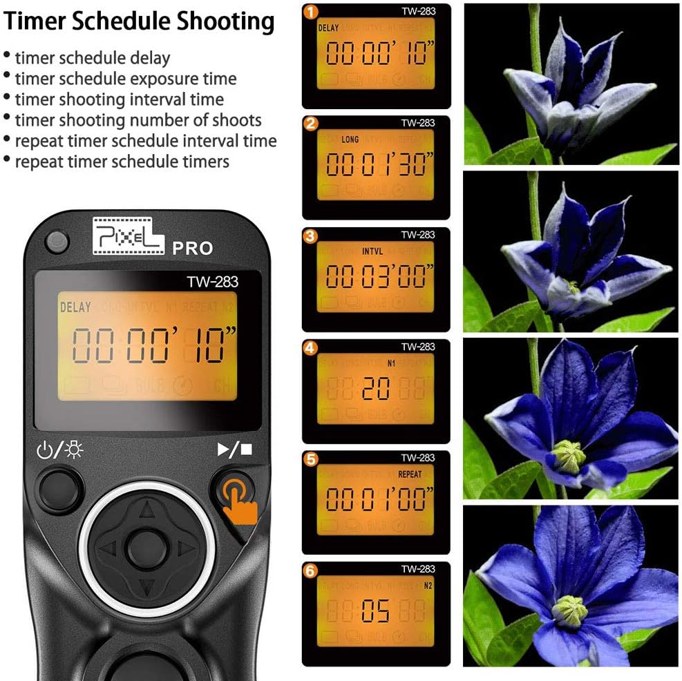 Pixel TW-283 DC0 Wireless Camrea Shutter Release Remote Control Compatible for Nikon Cameras D800 D810 D850 D700 D500 D300
