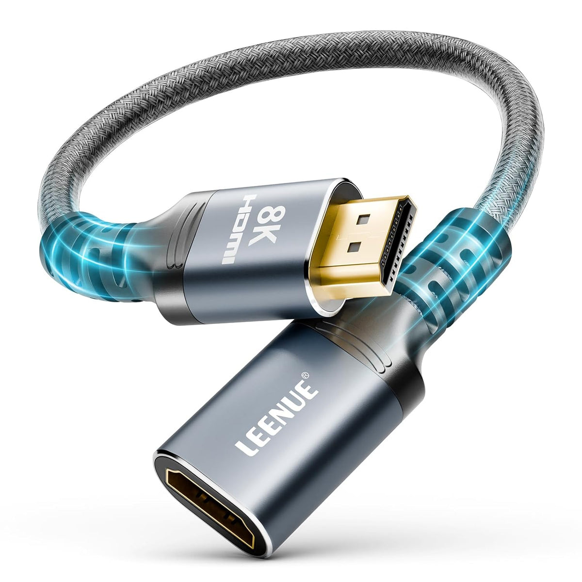 8K 1FT, 2.1 8K@60Hz 4K@120Hz, 48Gbps HDMI Extension Cable HDMI Extender Support High Speed HDMI Male to Female Adapter