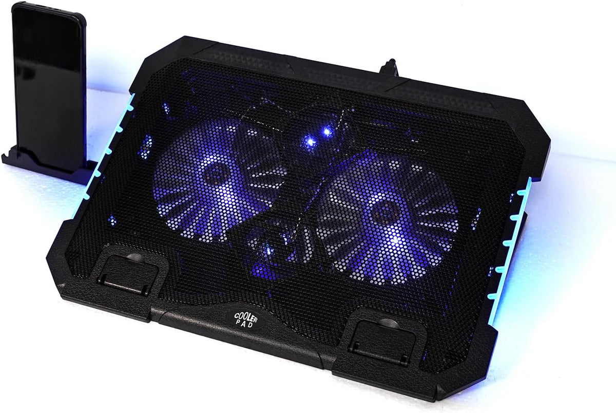 RGB Gaming Laptop Cooling Pad 17-12Inch 4Fans (Customized RGB Sidelight with Switch,Laptop Fan Speed Adjustable,5 Heights Adjustment with Phone Holder)Fit Apple MacBook Laptop Fan Cooling Pad