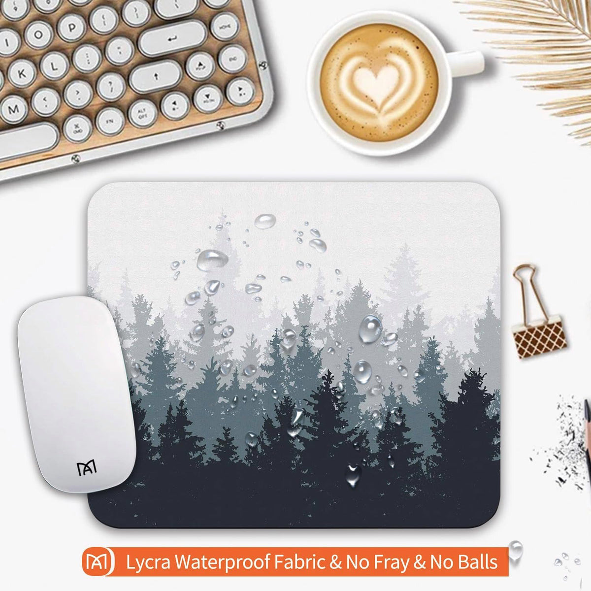 Square Mouse Pad Forest, Personalized Premium-Textured Custom Mouse Mat Design, Washable Mousepad Cloth, Non-Slip Rubber Base Computer Mouse Pads for Wireless Mouse
