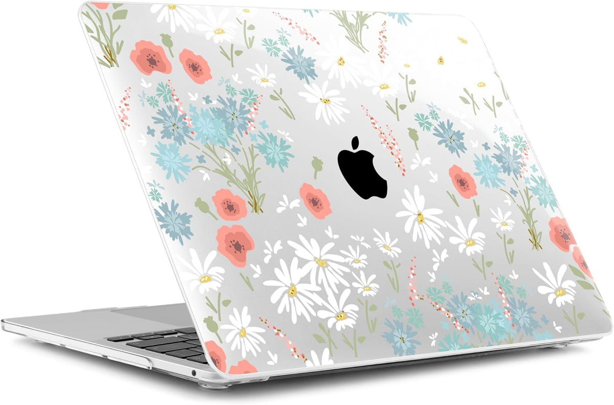 Batianda Case for M1 MacBook Air 13 Inch Model A2337 A2179 A1932 2021 2020 2019 Release,Lovely Creative Series Design Hard Shell with Keyboard Cover & Screen Protector, Cute White Flower