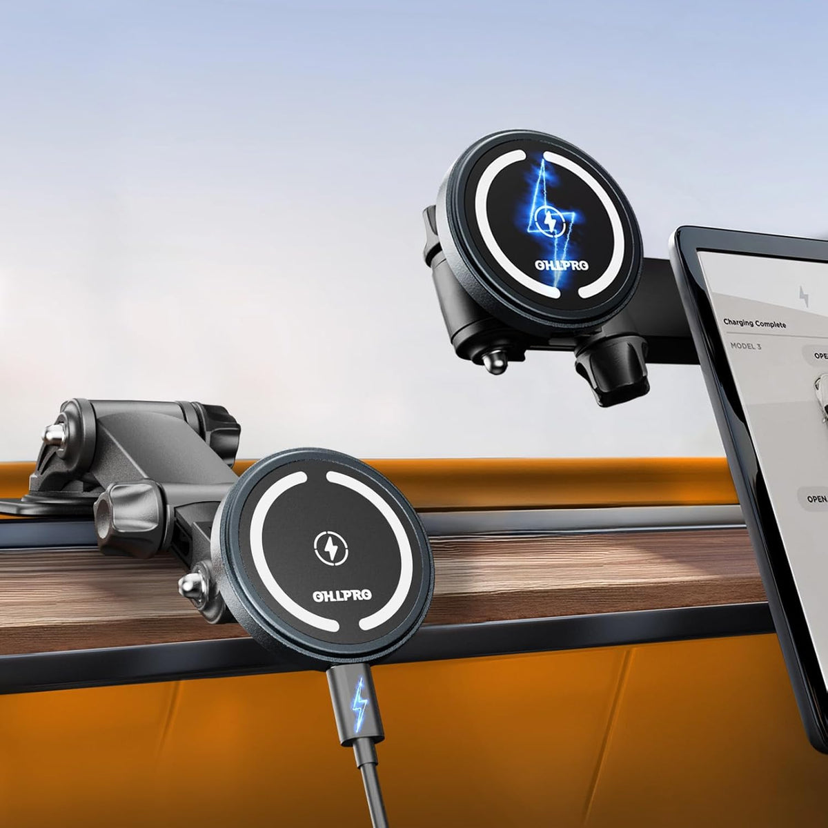 OHLPRO for MagSafe Car Charger Mount for iPhone 16 15 14 13 Pro Max, 15W Fast Charging Phone Holder, Magnetic Car Accessories, 360° Rotation, Adhesive Base for Tesla, Gift for Men Women