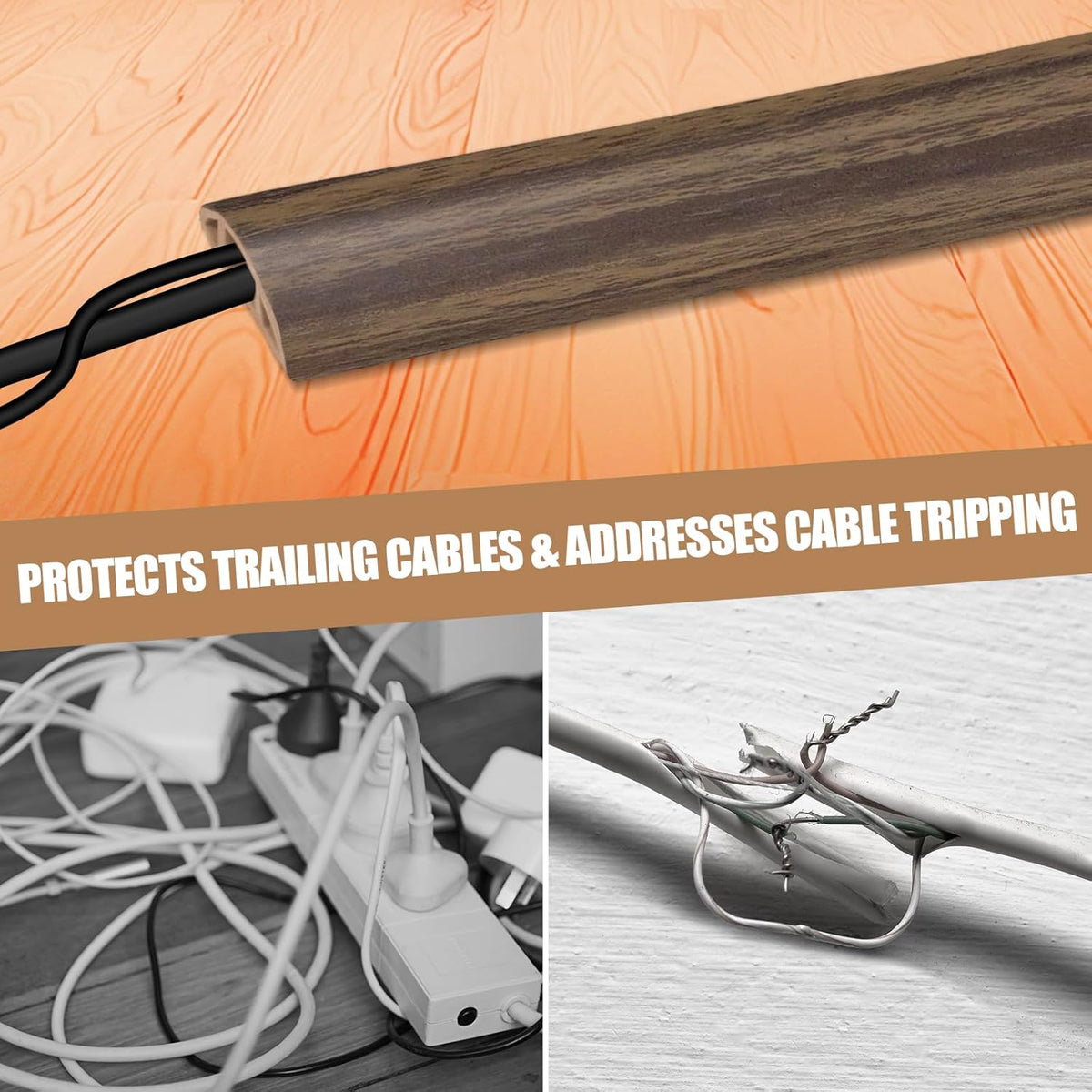 DBHXXMB-HH Hider,10FT Cavity:0.3"(W) 0.28"(H) Floor Cord Cover Self Adhesive Cord Cable Management, Extension Strip