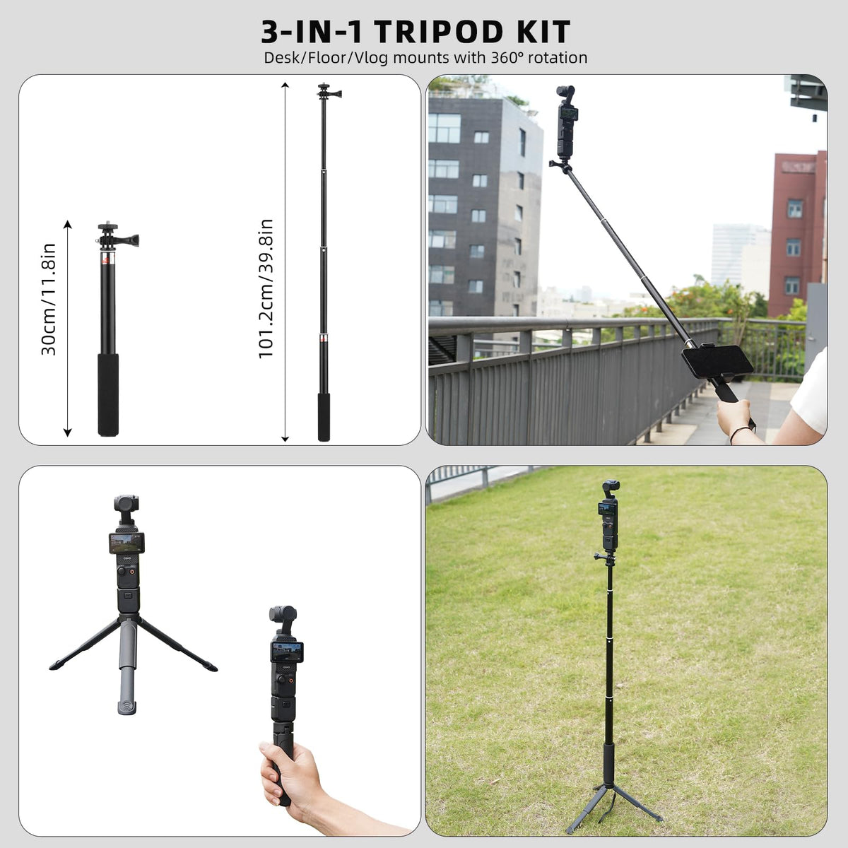 BRDRC 22 in 1 Pocket 3 Accessories Kit, Including Hard Case, Suction Car Mount, Tripod, Magnetic, Desktop Base, Selfie Stick, Chest Head Strap, Pocket