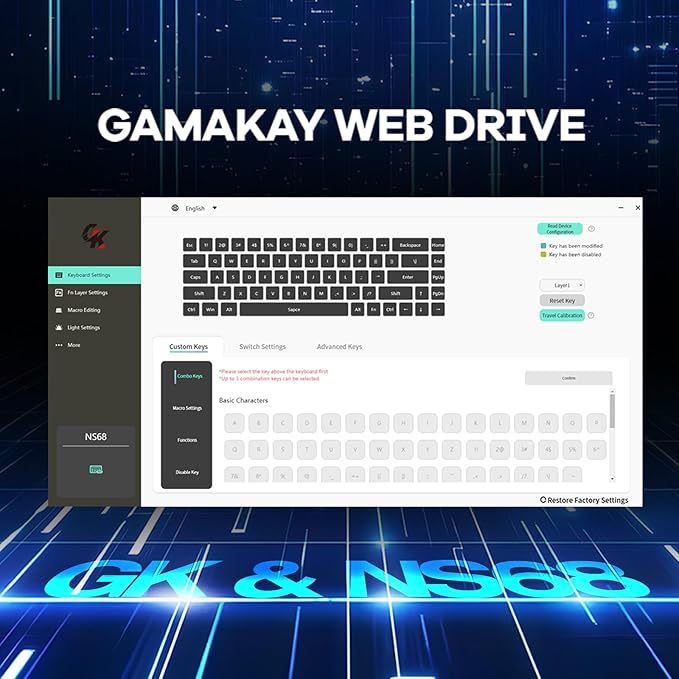 GK GAMAKAY x NaughShark NS68 Rapid Trigger Wired Gaming Keyboard 65% Hall Effect Mechanical Keyboard 8KHz Polling Rate 0.01mm RT Snap Tap Outemu Peach Crystal Magnetic Switch (Black-Shine Through)