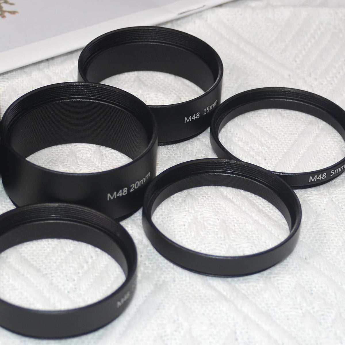 8PCS M48x0.75 Set,M48 3mm 5mm 7mm 10mm 12mm 15mm 20mm 30mm Telescope Extension Tube Extension Tube Kit Length Extending