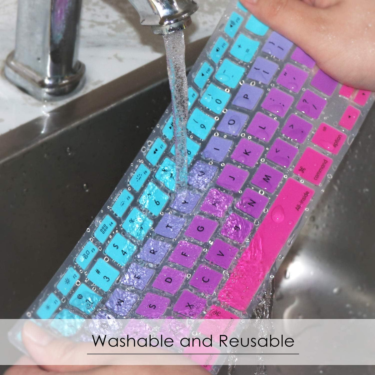 Allinside Blue and Pink Ombre Keyboard Cover Skin for MacBook Pro 13" 15" 17" (2015 or Older Version), MacBook Air 13" A1369/A1466, Older iMac Wireless Keyboard MC184LL/B