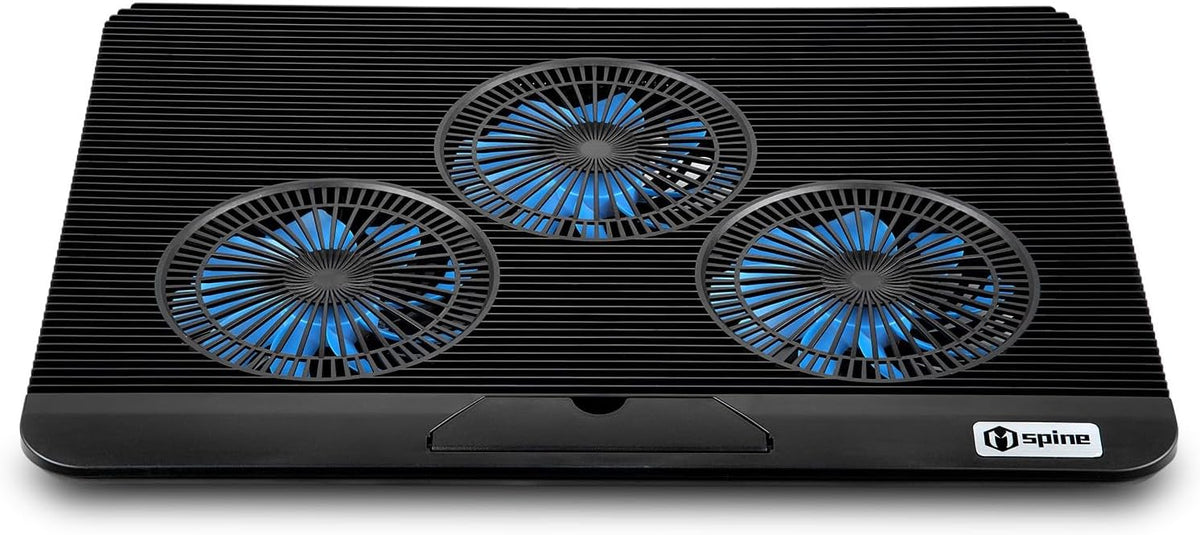 Laptop Cooling Pad, Mspine Laptop Cooler with 3 Blue Silent Fans, Ergonomic USB Powered Laptop Stand with Dual USB 2.0 Ports, Height-Adjustable Notebook Cooler for Notebook Under 17"- Black