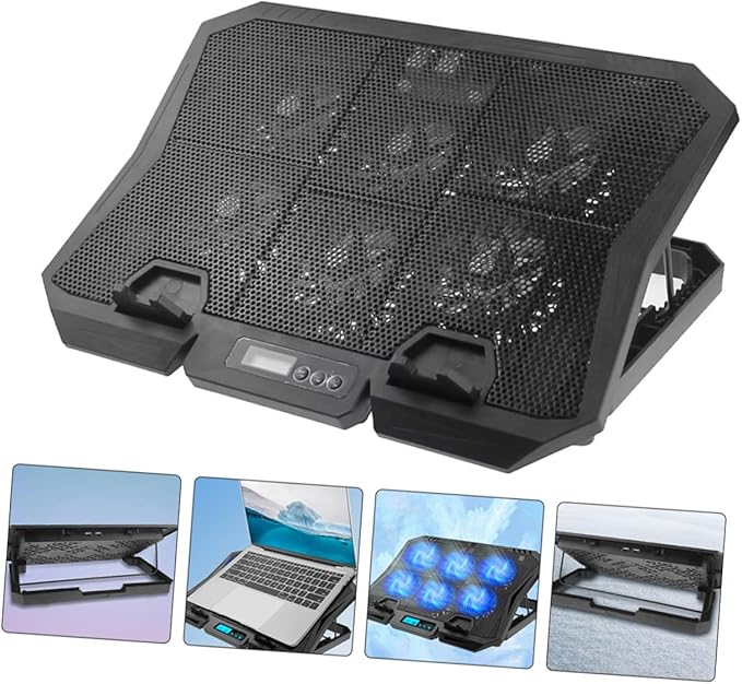 Laptop Cooling Pad 15.6-inch Quiet Cooling Fan Stand with Adjustable Speed and Blue Light for Portable Laptop Heat Dissipation Compatible with Gaming and Office Use