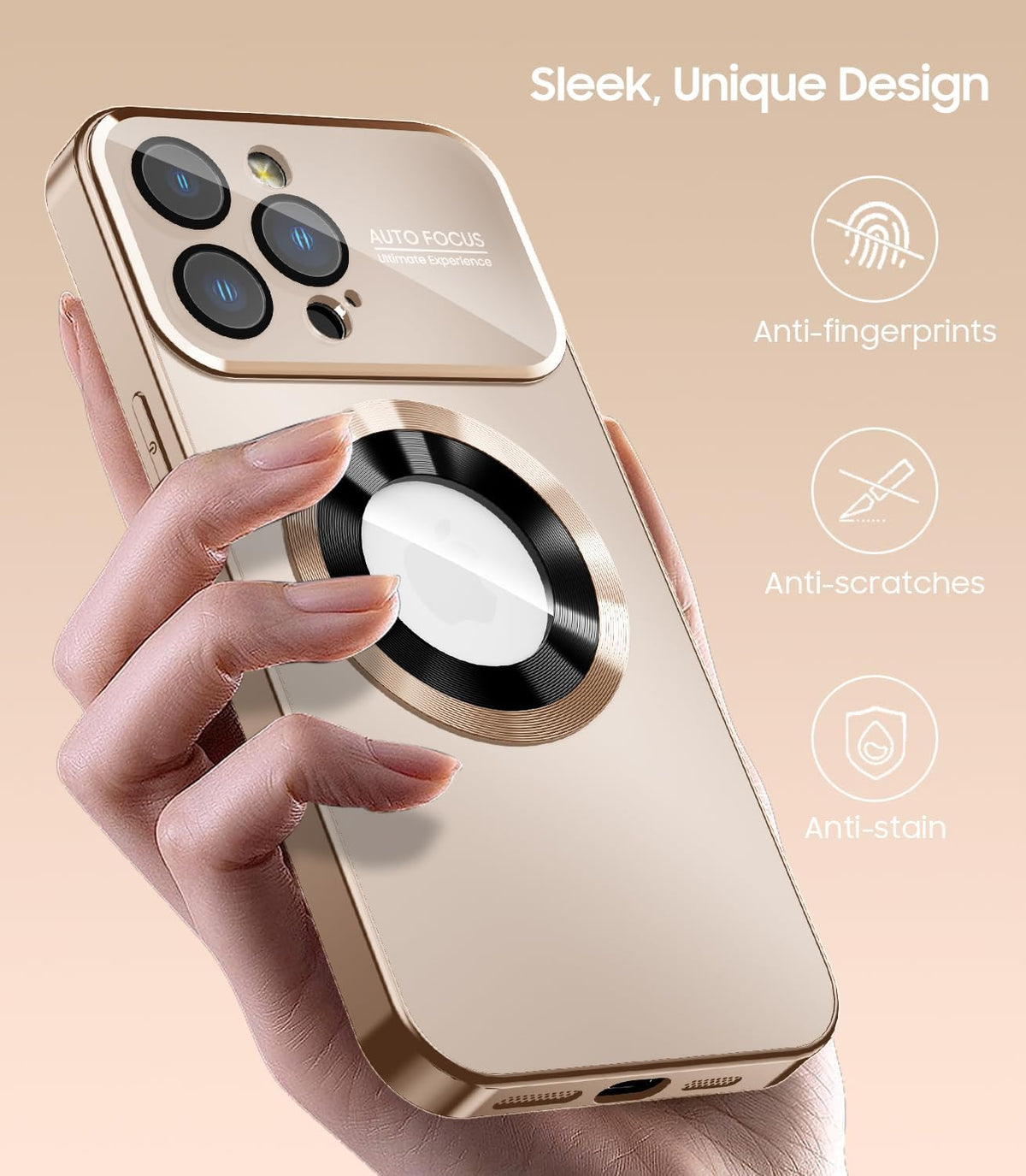 Magnetic for iPhone 16 Pro Max Case, Compatible with MagSafe, Built-in Camera Lens Protector, Logo View, Military Grade Drop Protection Phone Cover, Desert Titanium