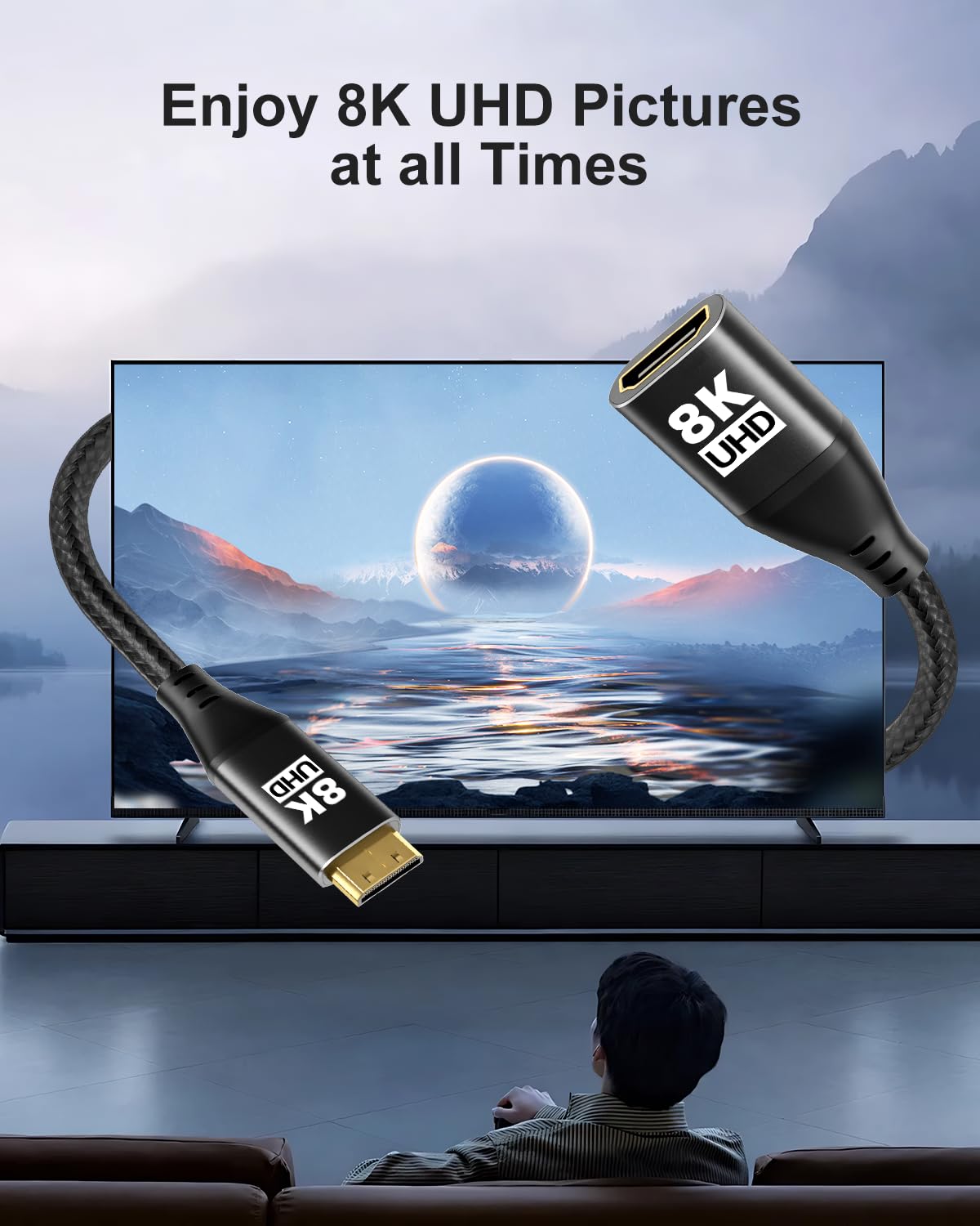 8K 2Pack, 48Gbps 8K@60Hz, 4K@120Hz Mini HDMI to HDMI Adapter Ultra High Speed Bidirectional Transmission, Female