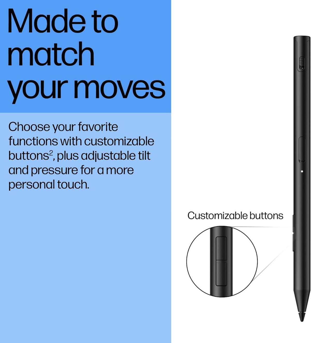 HP 700 Rechargeable Multi Pen Compatible Across Devices/Protocols USBC Charging, Long Battery Life, LED Indicator Customizable Buttons Adjustable Tilt & Pressure Thoughtfully Designed