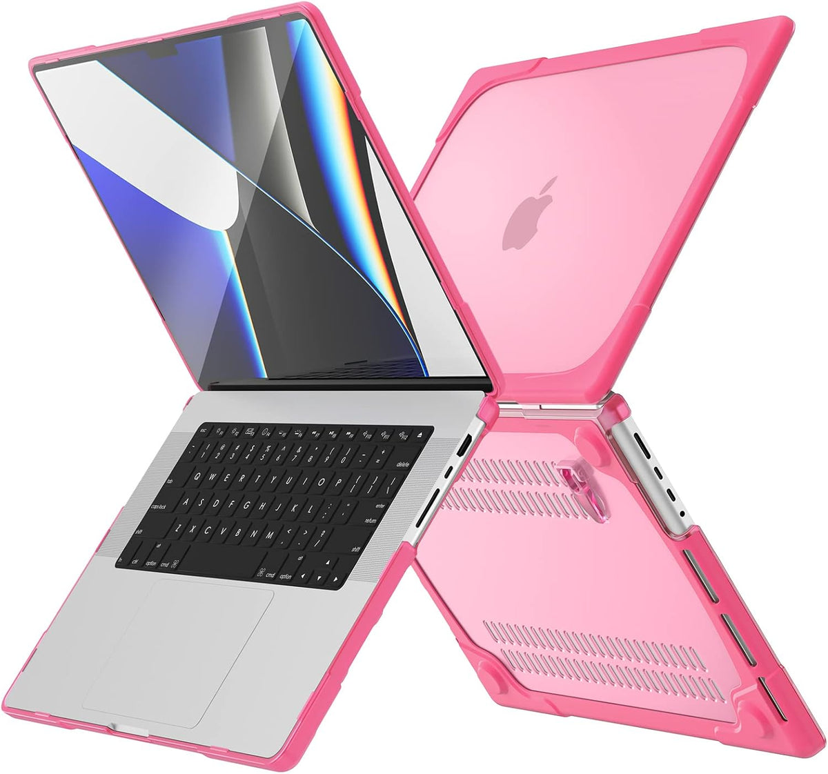 Batianda Compatible with New MacBook Pro 16 inch Case 2024 M4 Chip 2023 2021 Release with M3 M2 Pro Max, Heavy Duty Protective Plastic Hard Shell with Fold Kickstand & Keyboard Cover Protector, Rose
