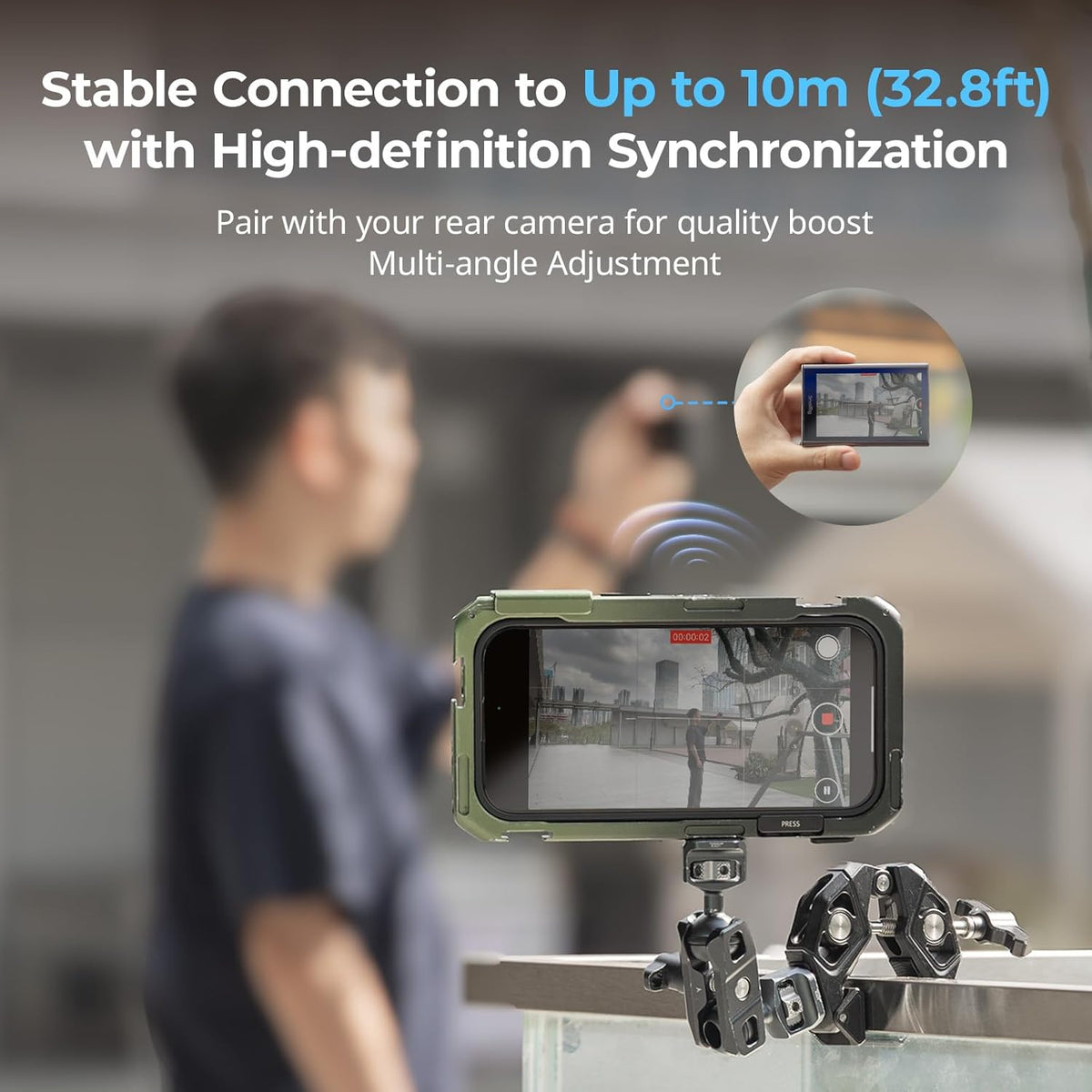 SmallRig Phone Monitor Screen with Wireless Control, 1080P Wireless Recording (Support 4K 30fps), Video Monitor with Cold Shoe Mount, Real-Time Screen Sharing, for iPhone for MagSafe - 4850